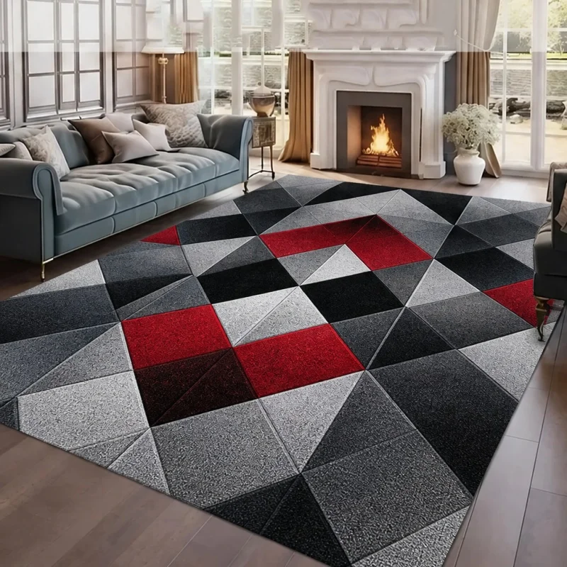 3D Round Shape Optical Area Rug, Abstract Circular Stereoscopic Print Floor Carpet, Stylish Living Room Rug