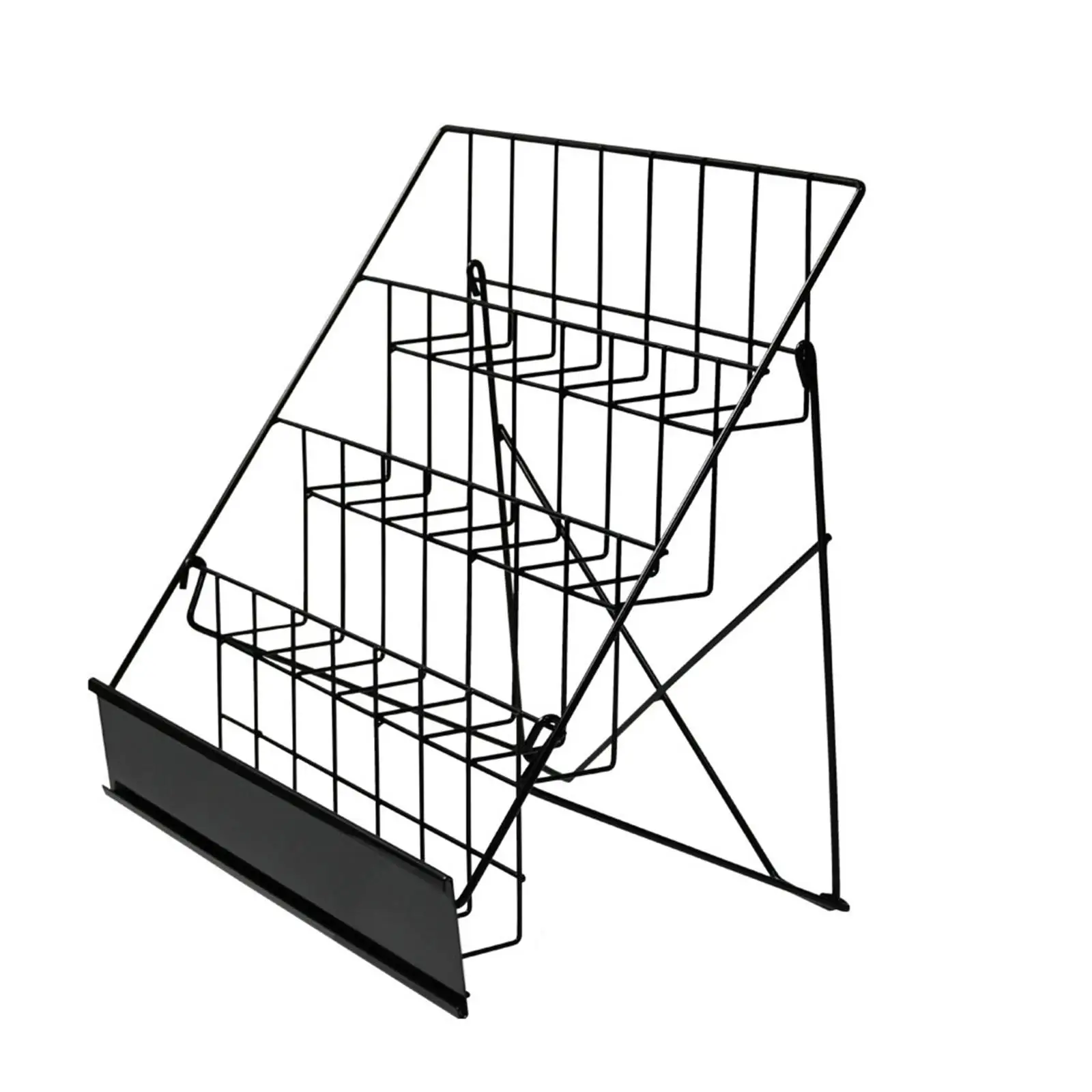 

Book Display Rack Iron 4-tiered Stand Foldable Shelf Organizer Front Facing Bookcase for Library Classroom Literature