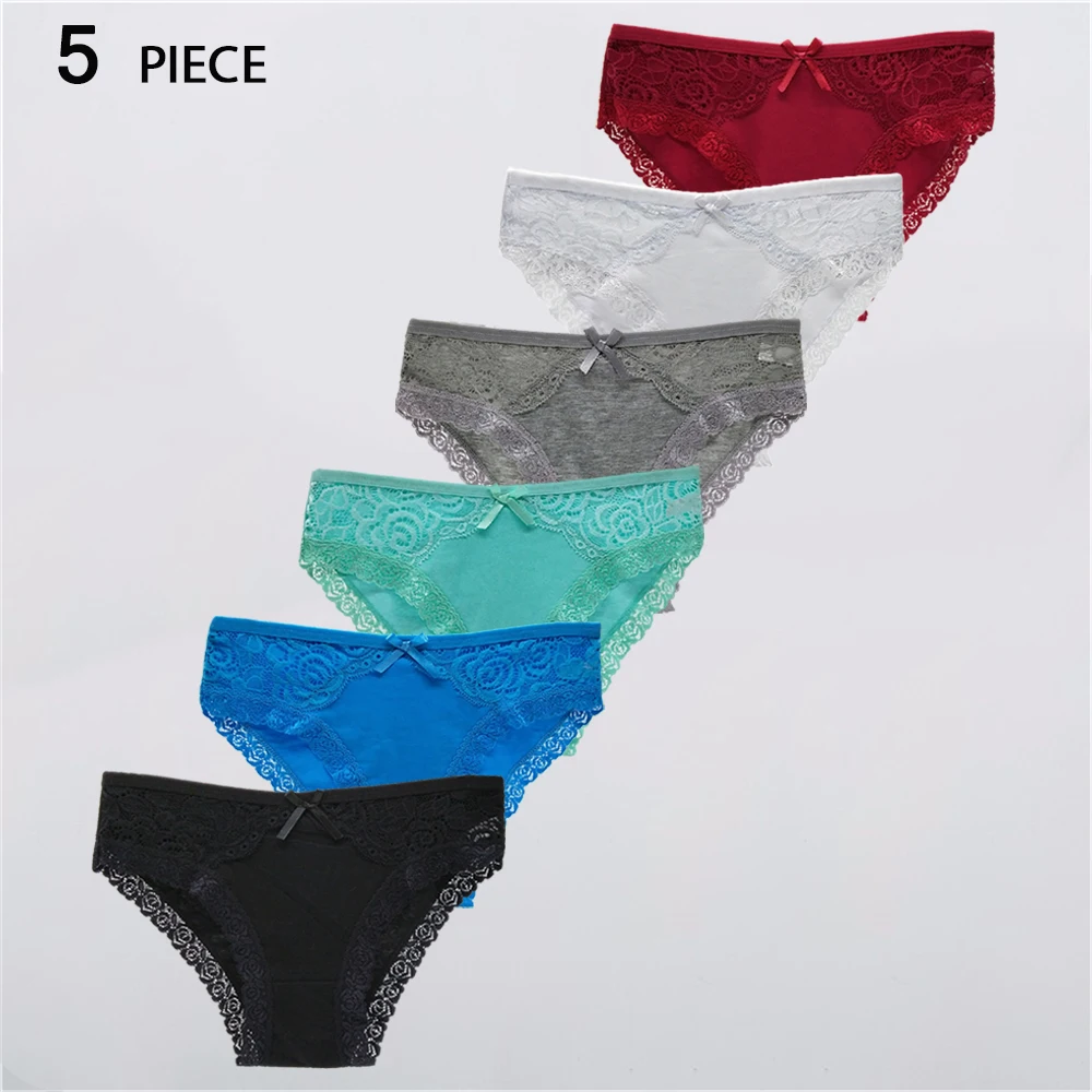 

Женское нижнее белье из хлопка, сексуальное кружевное нижнее белье с низкой талией, мягкие хипстерские трусы, женские трусики, нижнее белье для женщин, 5 шт./комплект