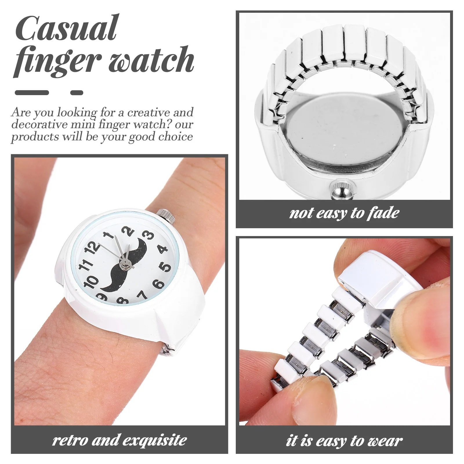 

Digital Round Ring Watch For Women Men Fashion Finger Watch Elastic Decorative Timepiece Jewelry