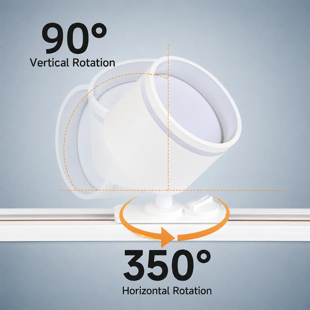 Led Track Light coffee shop GX53 bulb replac Adjust 350° 110V 220V Rail Spot Lamp Indoor Lighting Fixture for Store Living Room
