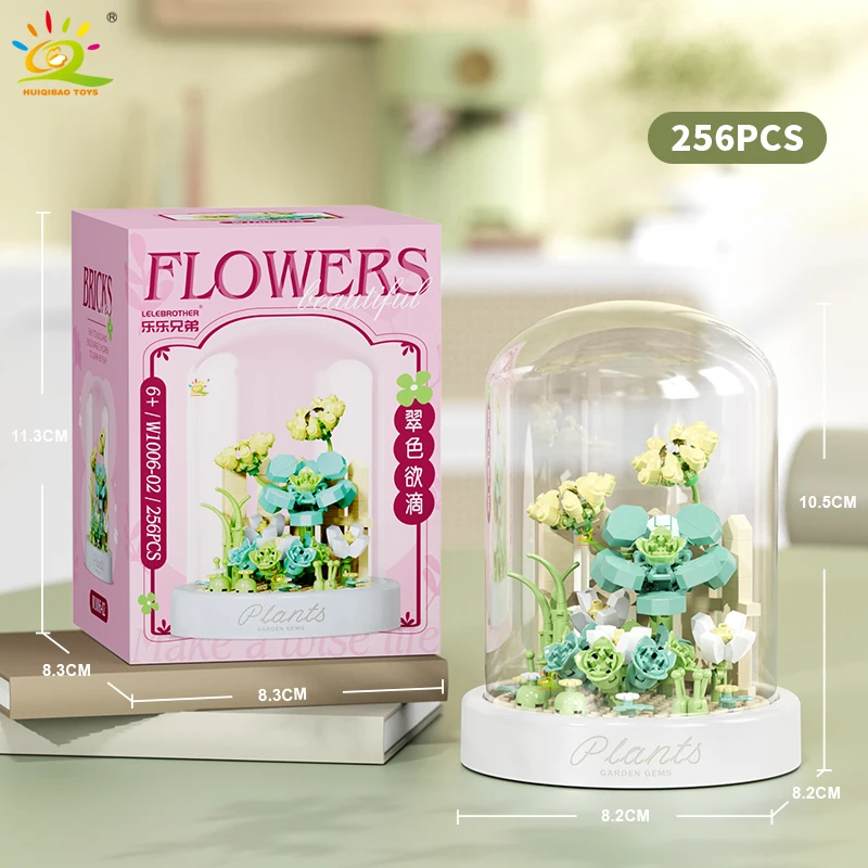 HUIQIBAO MOC Bloemendisplay Box Micro Bouwsteen MOC Mini Bloem Mini Diamant Model Baksteen Speelgoed voor Kinderen Bureau Decoratie