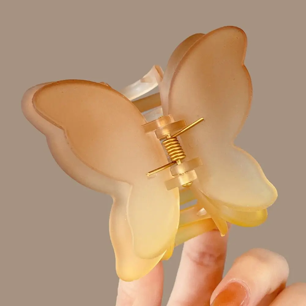 New Colorful Butterfly Hair Claw Clip Gradient Matte Hairpin Hair Accessories Transparent Hair Clip Women