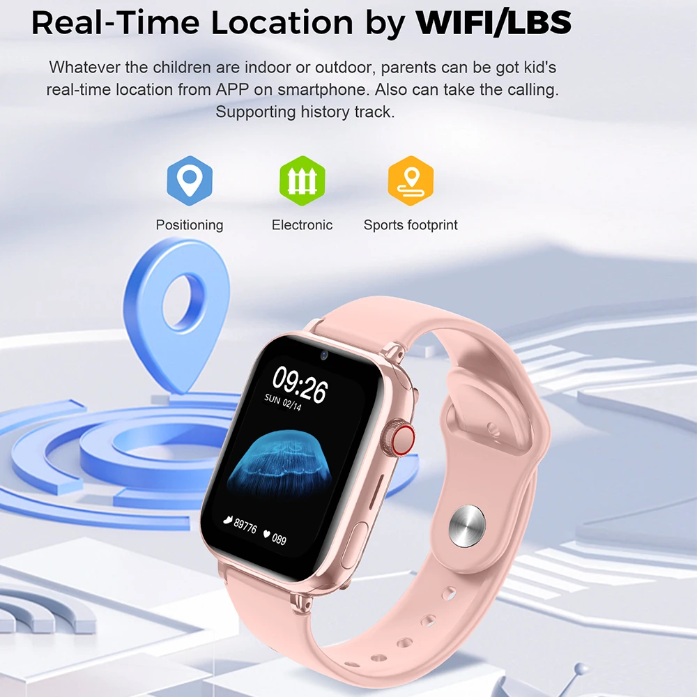 Kids 4G Smart Watch SOS GPS Location Tracker Sim Card Video Call WiFi Chat Camera Flashlight Waterproof Smartwatch For Children