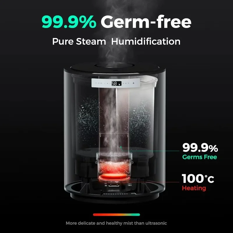 home.Humidifiers for Large Room,10L(2.64Gal) Steam Whole House Humidifier for Plants, Filterless Design, Auto Shut Off