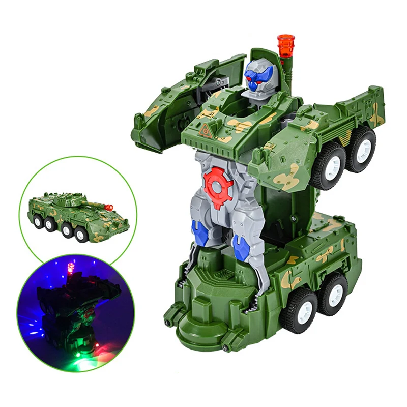 

Children Electric Toys New Creative Fun Gimbal Tank Deformation Robot Toy Car Model Military Tank Vehicle With Lights And Music