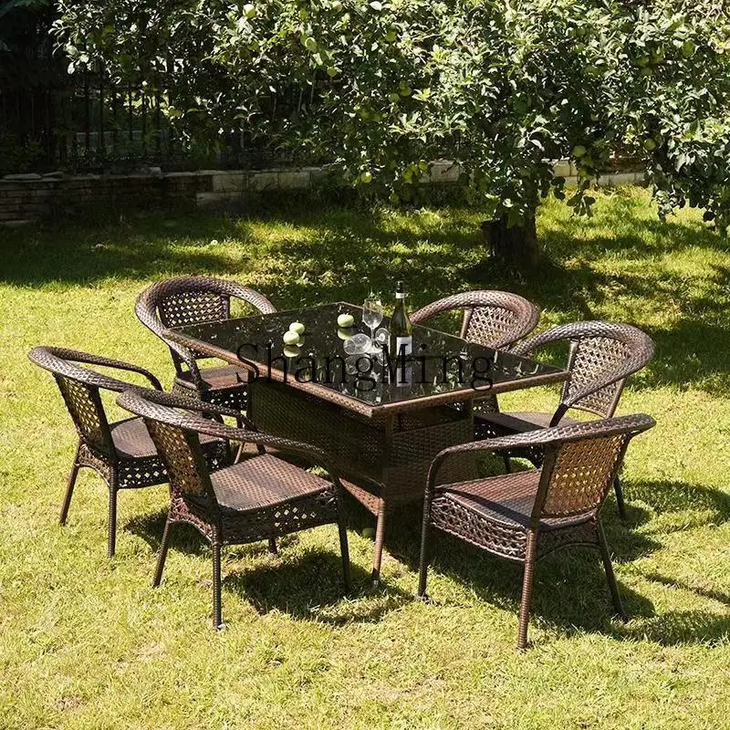 

CL Rattan Chair Three-piece Combination Set Outdoor Leisure Outdoor Garden Waterproof Back Chair