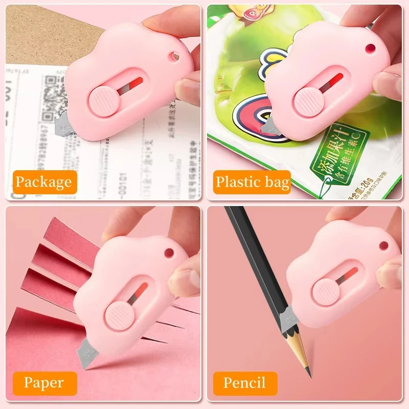 1-3 قطعة جيب صغير سحابة الفن سكّين متعدّد الاستخدامات الة قطع الورق قابل للسحب رسالة فتاحة الكرتون لتفكيك أداة التوصيل السريع #5