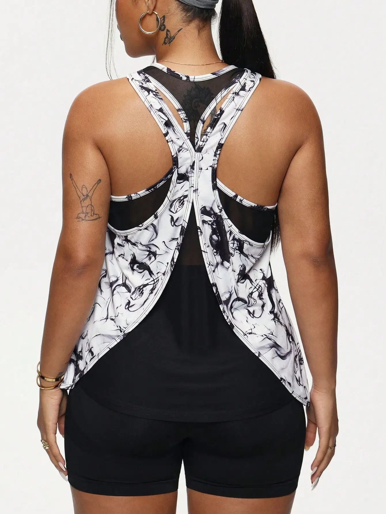 

Повседневный топ без рукавов с круглым вырезом и принтом по всей поверхности для женщин больших размеров