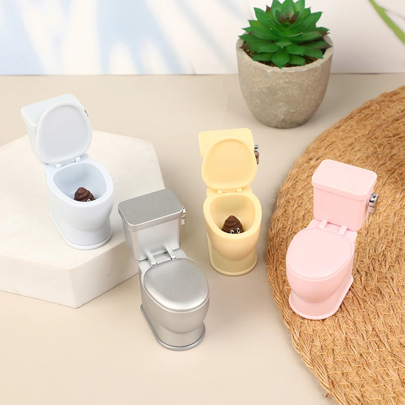 Interesting Dollhouse Furniture White Toilet Doll House Music Toilet Brush Miniature Toys Dolls Access Gift Simulation Furniture