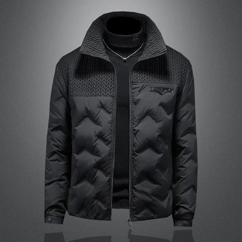 

Men's Casual Thiened Pure Color White Du down Jaet Faionable Youth Polyester Fiber Modern Sle Zipper Closure Ou...