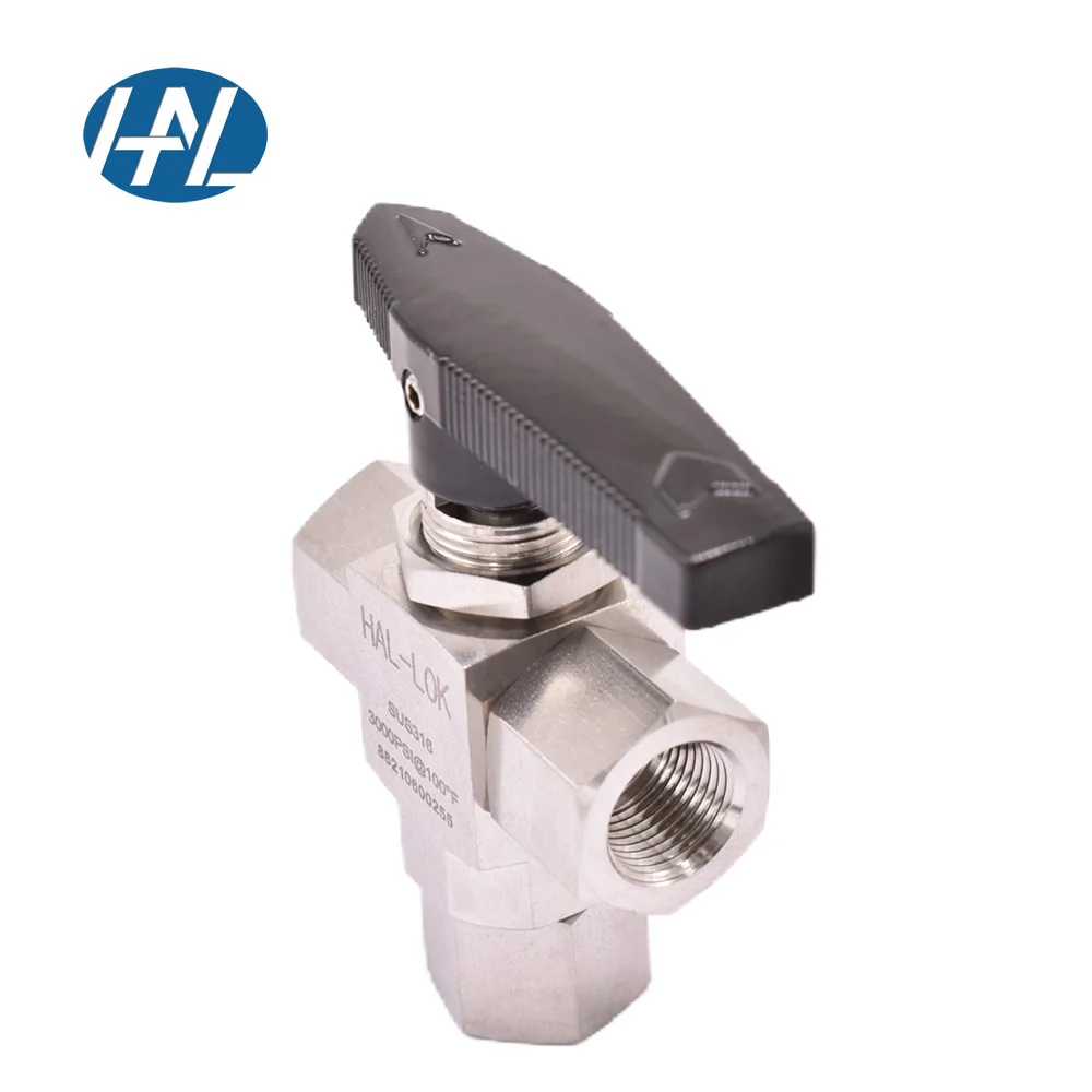 

Трехходовой ручной шаровой кран с внутренней резьбой из нержавеющей стали 316, для наружного диаметра 1/8 дюйма. Трубка для газа