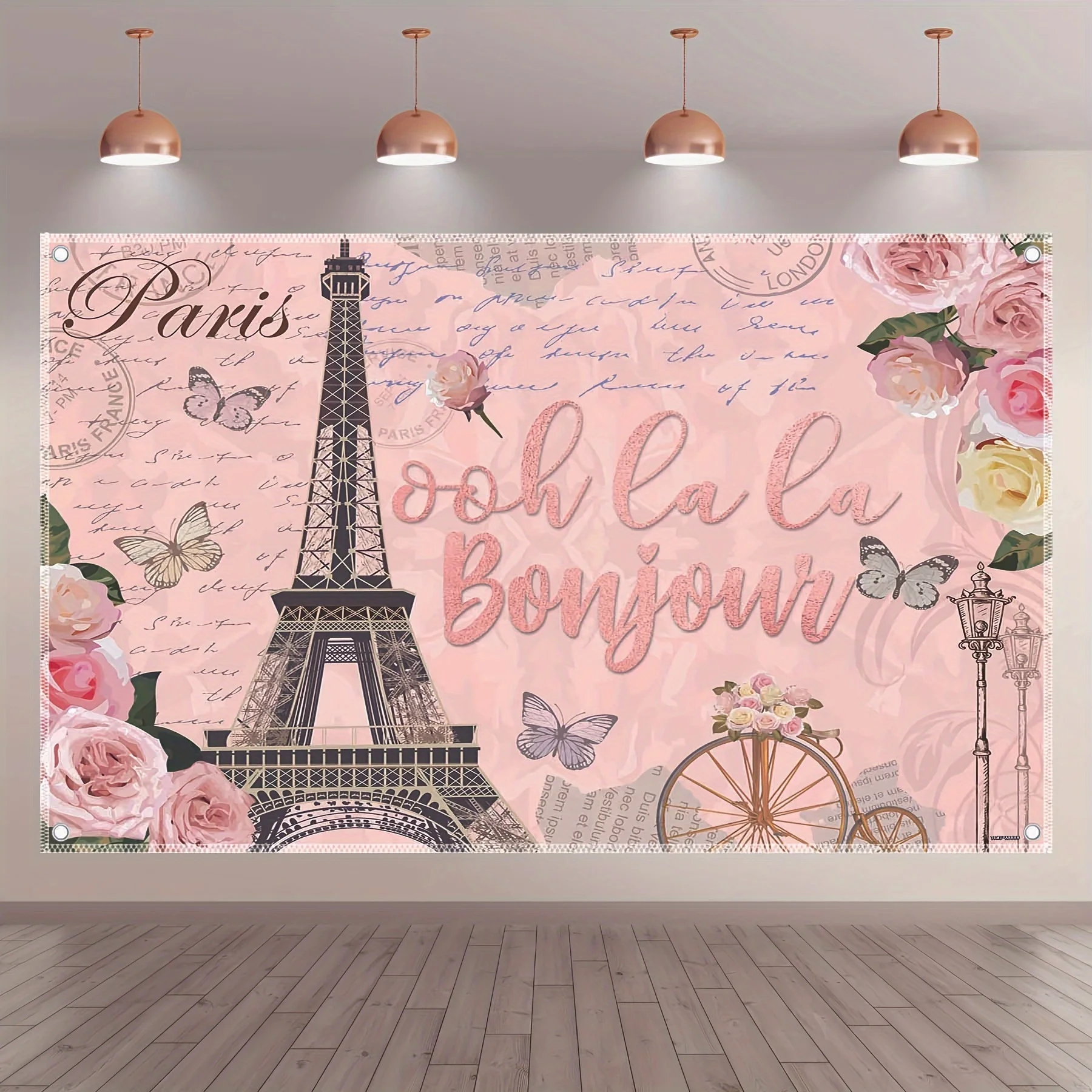 Polyester Fotografie Hintergrund, Eiffelturm Rose Hintergrund, Geburtstags feier Dekorationen Geschenke, Kuchen Tisch Foto Banner