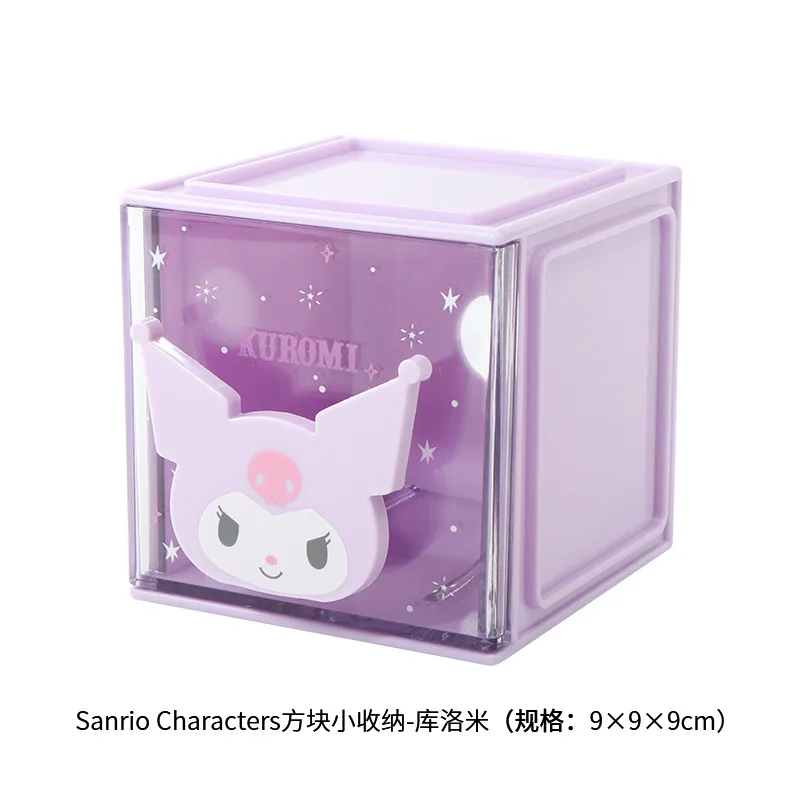 Echt Sanrio Cinnamoroll Mymelody Kuromi Pompom Purin Cube Opbergdoos Opbergdoos Desktop Lade Doos Gift