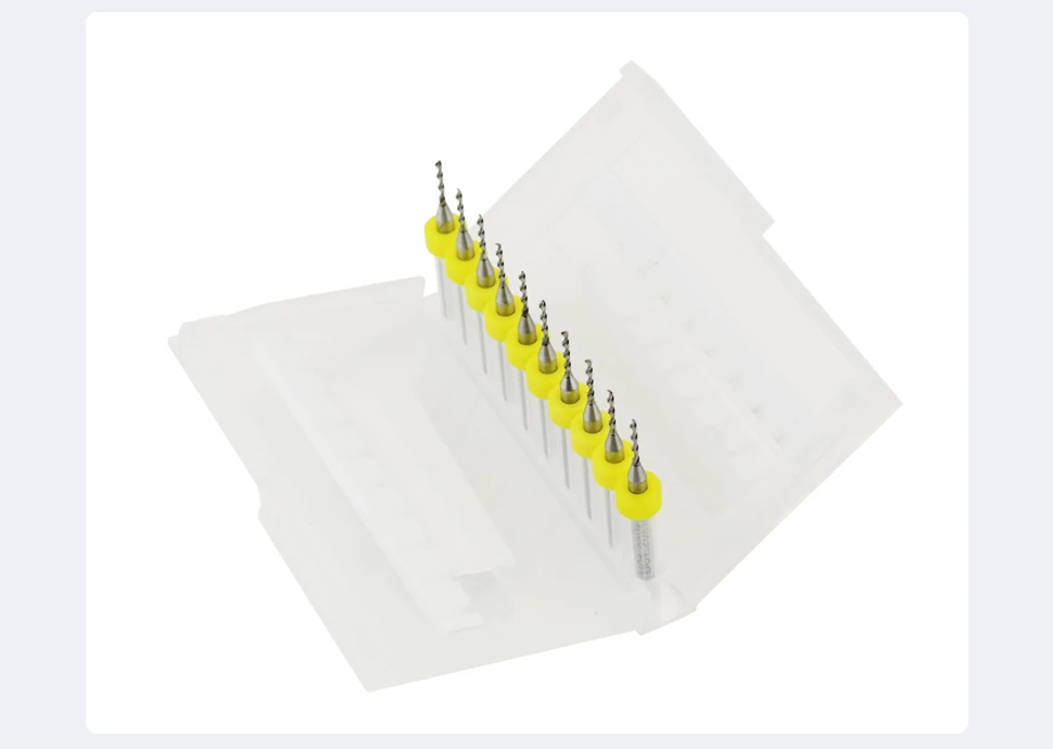 TOOLEYE 10pcs PCB Drill Bit Set Micro Drills Printed Circuit Board 1/8" Shank Mini CNC Drill Bits 0.1-3.175mm Drilling Tools