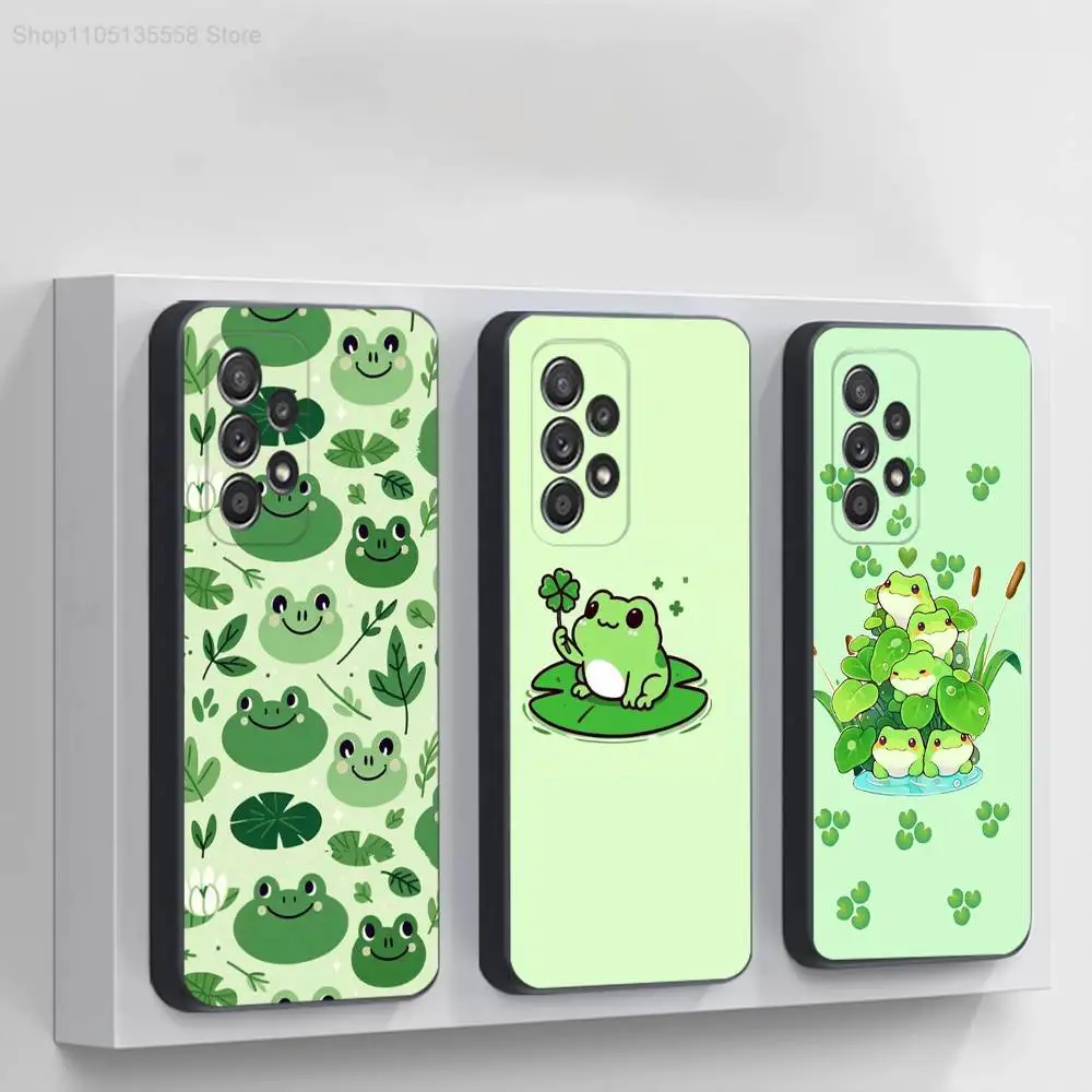 

Cartoon Frog mushroom Phone Case For Samsung S 25,24,23,22,30,21,10,9,Ultra,Plus,Lite,FE,4,5G Black Soft Case