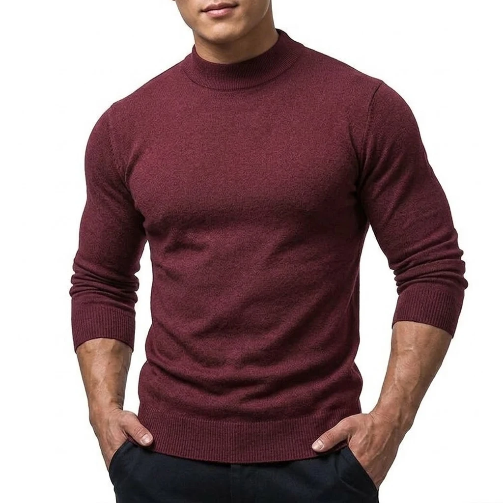Herbst Herren Strickpullover mit Stehkragen Langarm Casual Pullover Slim Fit Einfarbig Thermo Rollkragenpullover Winterkleidung für Männer – Detail 17