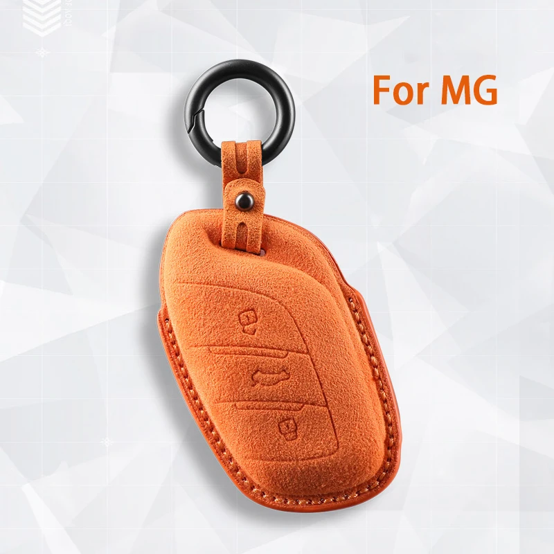 

For MG ZS HS 5 6 EZS for Roewe RX8 RX5 RX3 I6 I5 Suede Remote Car Key Case Holder Shell Keychain for MG Car Key Fob