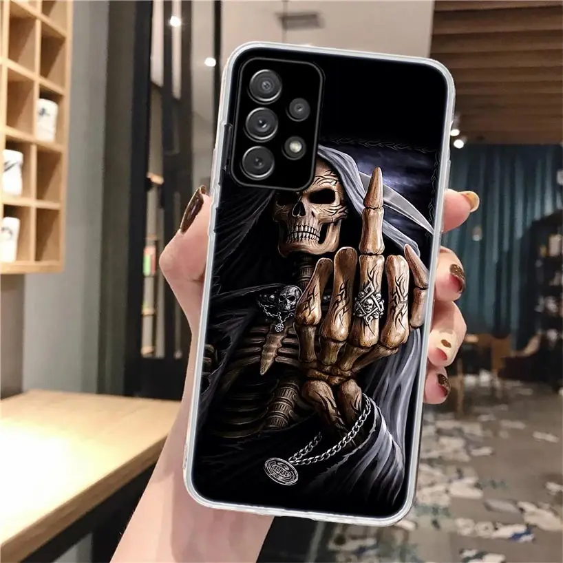 Grim Reaper Skull Skeleton Soft Phone Case For Samsung Galaxy A14 A13 A12 A15 A54 A53 A52 A55 A34 A33 A32 A35 A24 A23 A22 A25 A0