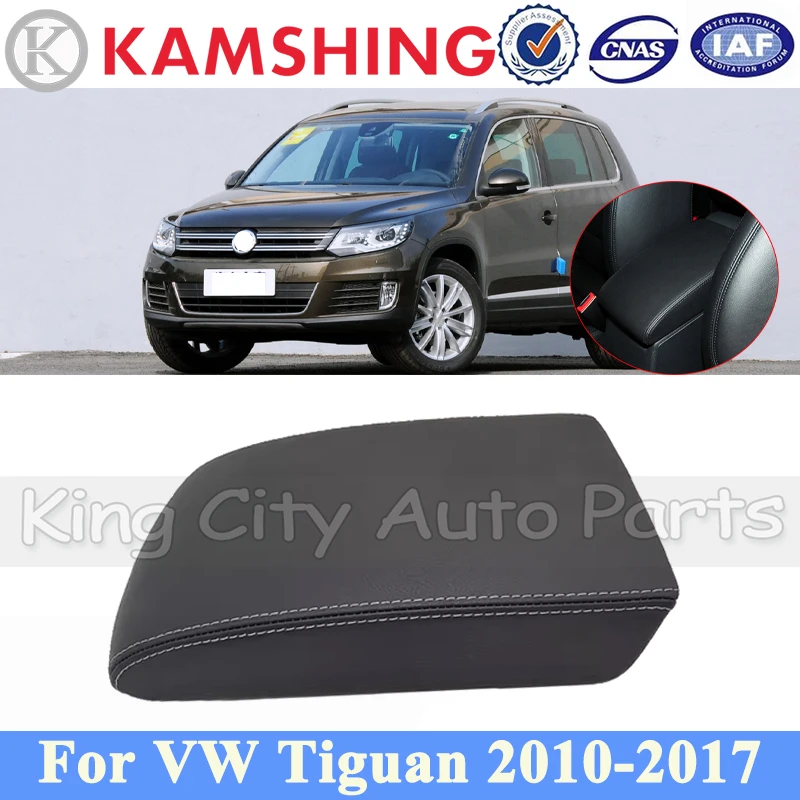 

CAPQX Front Armrest Box Cover For VW Tiguan 2009-2016 Center Console Armrest Box Cover Leather Lid Seat Protective Pad