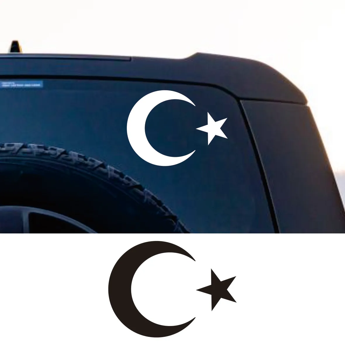 Vinyl Decal Turkish Flag Moon and Star Car Sticker Waterproof Auto Decors on Truck Bumper Rear Window