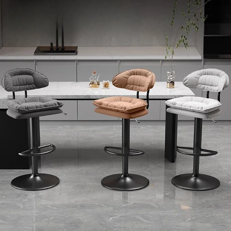 Architect Nordic Bar Chairs Backrest Pedal Furniture Light Luxury Modern Counter Stool Stainless Steel Chaise Haute Pour Bar