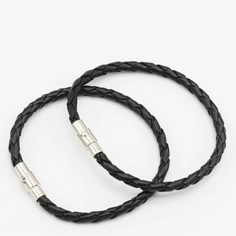 1Pc Women PU Braided Leather Bracelet Cord with Magnetic Clasp 6mm 20cm Mixed Colors DIY Men Jewelry Bracelets