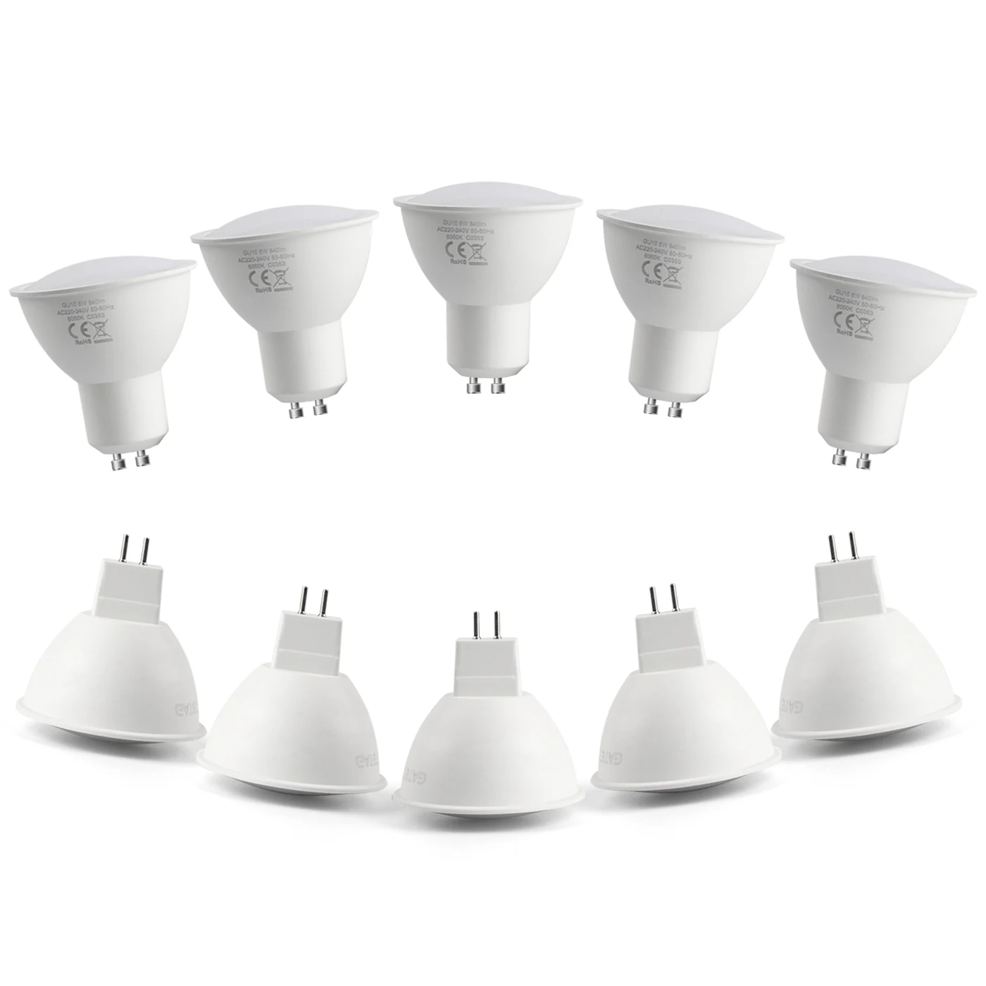 임베디드 조명용 AC 220-240V 전구, GU10 MR16 LED 전구, 주방 거실 침실용 8W 전구, GU5.3 전구, 3 W, 5 W, 6 W, 7 W, 8W, 1-10 개