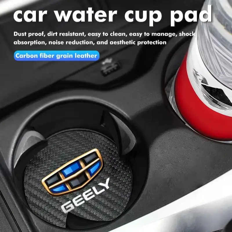 Carbon Fiber Texture Cup Holder Coaster Insert Non-Slip Pad For Geely Atlas Tugella Geometry C LC EC8 Auto Interior Accessories