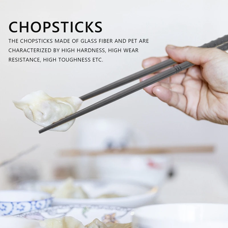 Fiberglass Chopsticks Set Reusable Dishwasher-Safe Chopsticks For Home Restaurant Housewarming (10 Pairs)