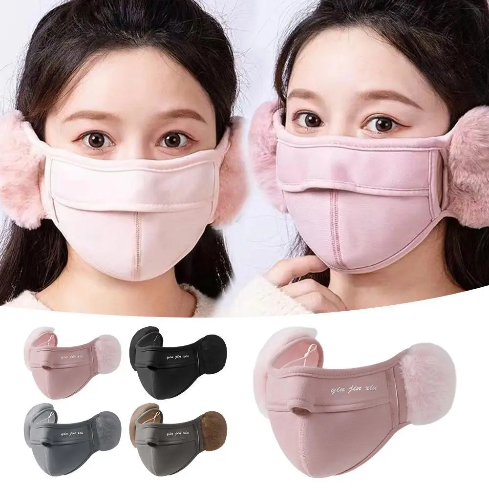 Women Winter Cold-proof Earmuffs Windproof Fleece Mouth Cover Men Warm Masks Female Outdoor Cycling Breathable Ear Warmer Earlap