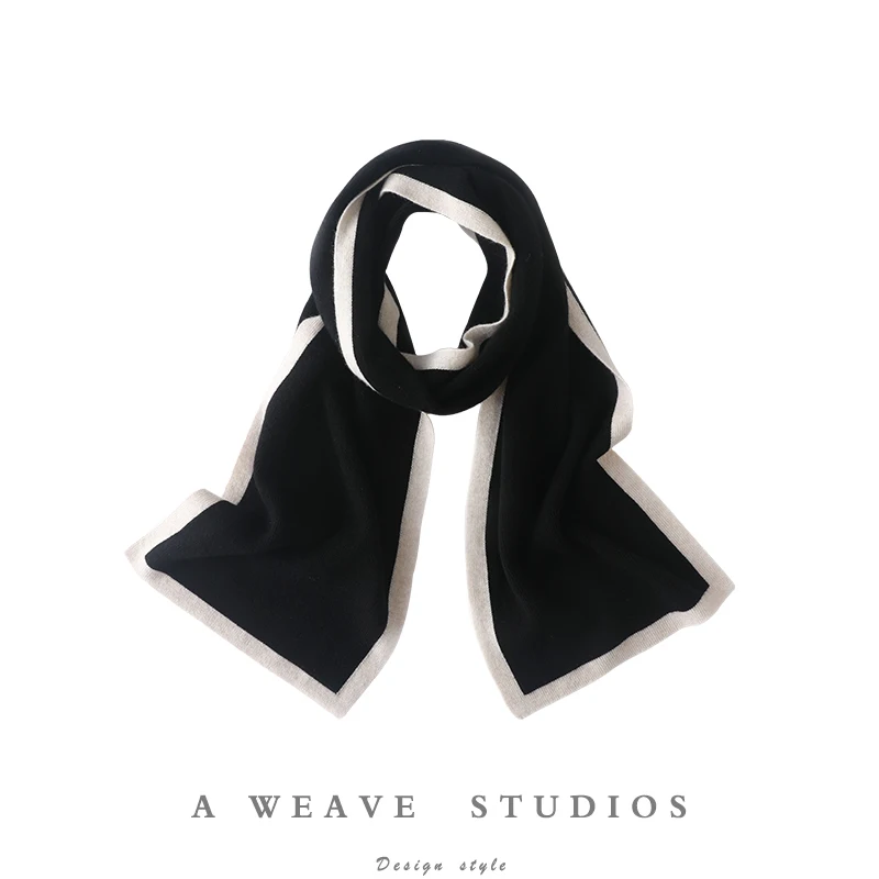 

Luxury Women 100% Cashmere Scarf Two Sides Basic Simple Style Scarf Soft Warm Cashmere Knitted Scarf Fashion Top Autumn Winter