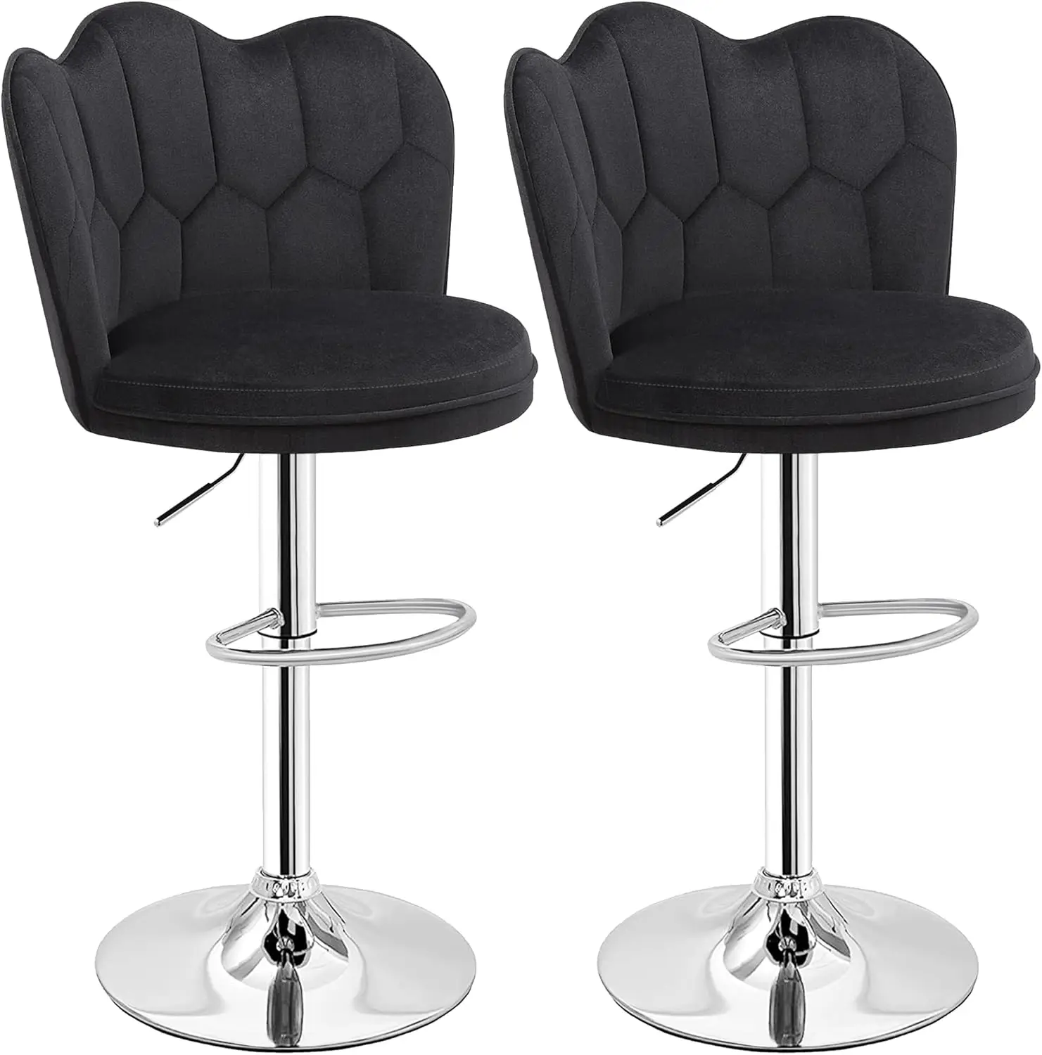 

Bar Stools Set Of 2, Adjustable Barstools With Back, Velvet Arml Counter Height Stool Kitchen Island Stool Swivel Bar Chairs