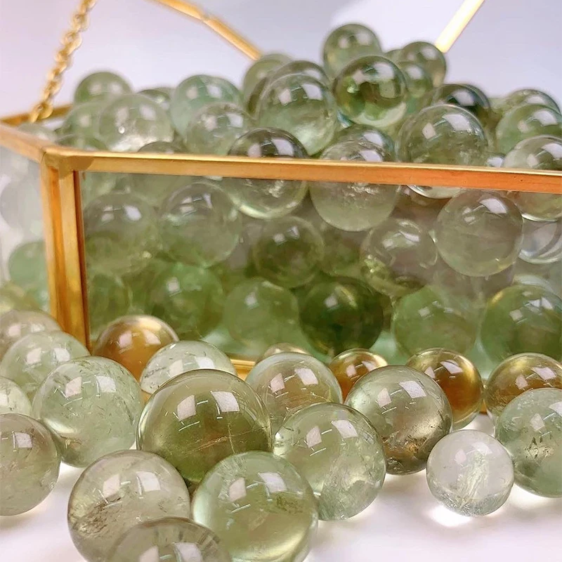 

Natural Prasiolite Mini Ball, Polished, Reiki Healing, Exquisite Room Decor, Green Quartz, Ore Souvenirs, Sphere Gifts, 1Pc