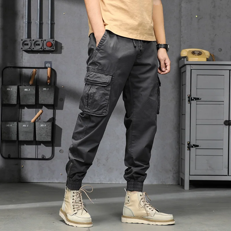 BAPAI 2022 Summer Men's Fashion Work Pants Outdoor Versatile Tactical Loose Trousers Work Clothes Street Fashion Cargo Pants