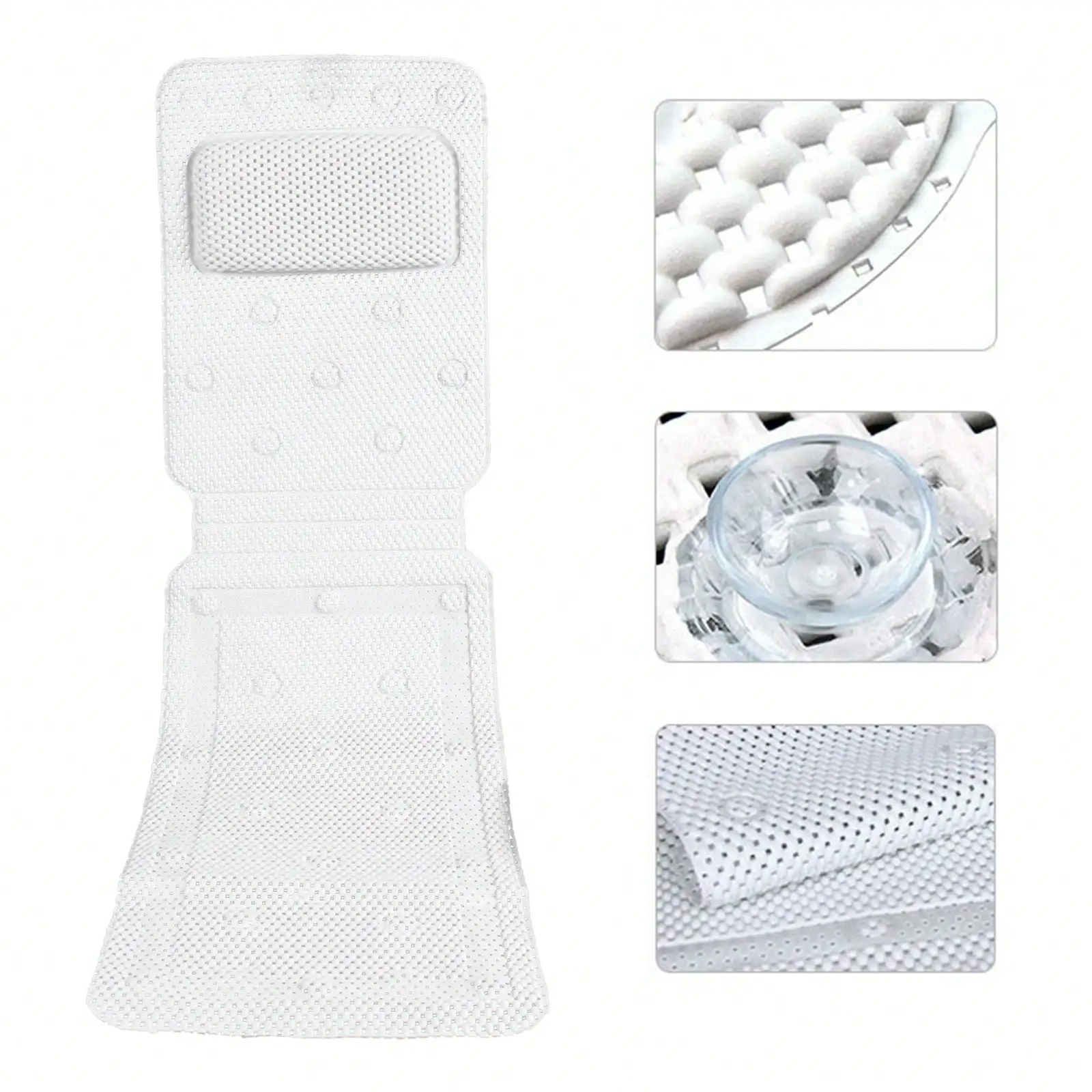 Bath Pillow Bathtub Full Body With Powerful Suction Cups Non-Slip Cushioned For Tub SPA Neck&Back Support, For Women Men