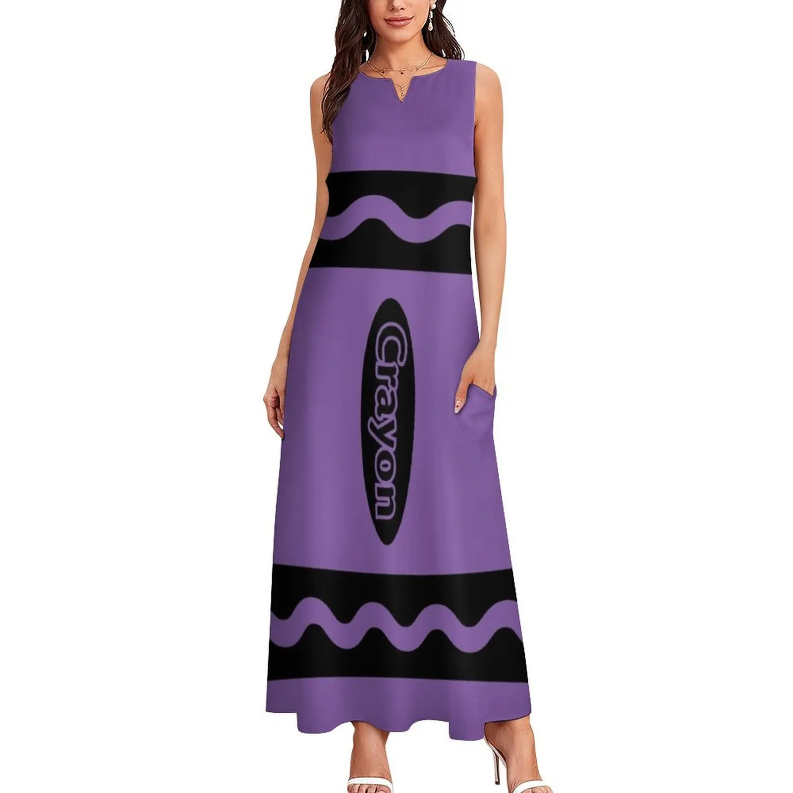 Violet Purple Crayon Box Halloween Party Group Costume Long Dress elegant women's dresses for wedding clothes