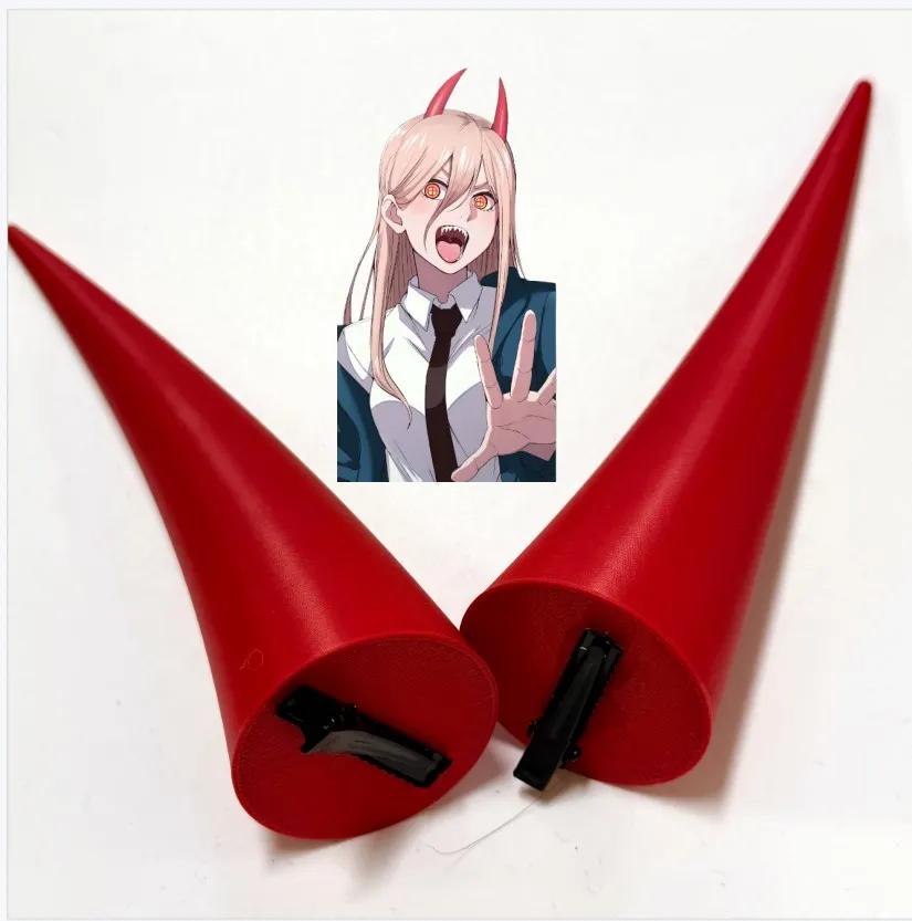 Anime Chainsaw Man Cosplay Power Demon Red Demon Horn Hair Clips Gifts Model Devil's Horn Hairpin Peripheral Funny HornHalloween