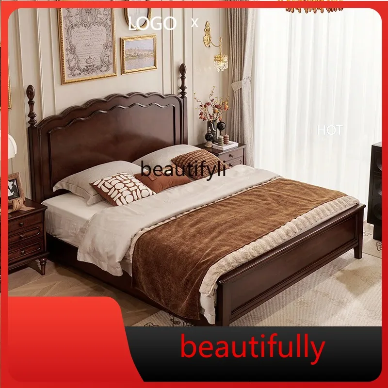 

X (FAS grade peach blossom core) high-end retro solid wood bed, medium and ancient style double solid wood bed