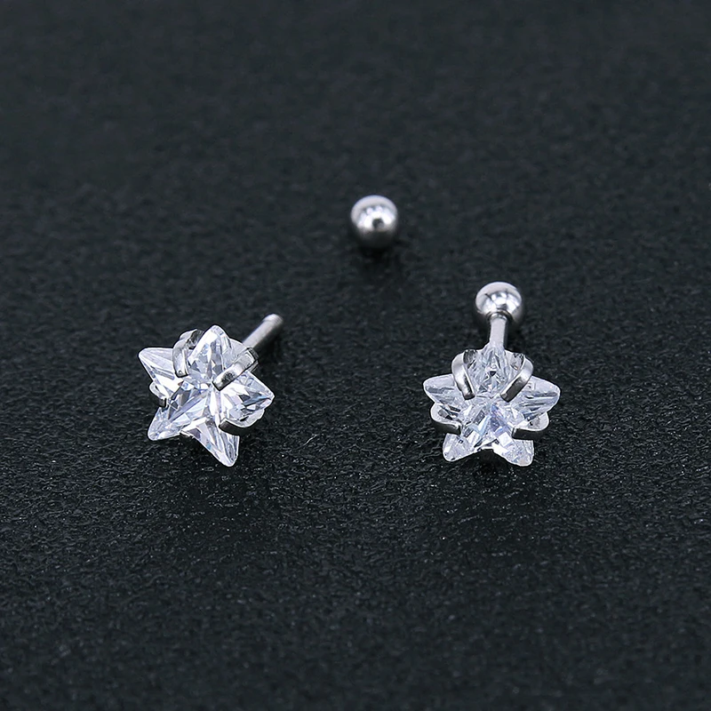 1Pair Simple Thin Rod Earrings Zircon Earrings Screw Ear Bone Nail For Men Women CZ Barbell Helix Tragus Stud Piercings Jewelry image 5
