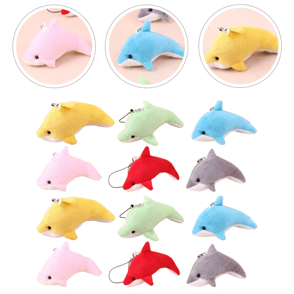 25 Pcs Plush Toy Dolphin Keychain Stuffed Adorn Pendant Schoolbag Pendants Backpack Hanging Lovely Fluffy The Animal