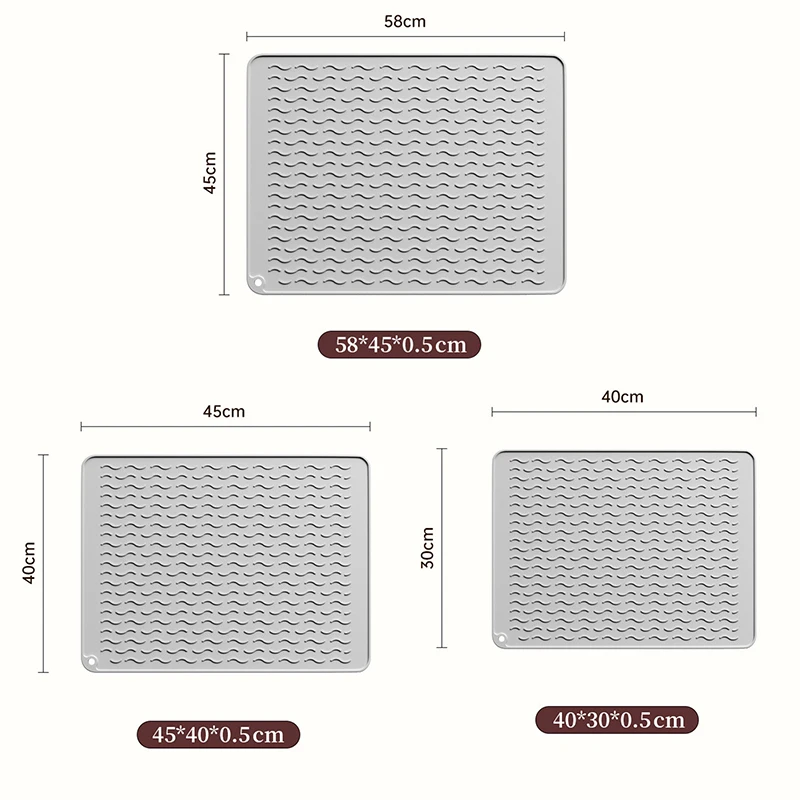 Alfombrilla de silicona para secado de platos, estera antideslizante y plegable, resistente al calor, bandeja de goteo para fregadero y encimera de cocina