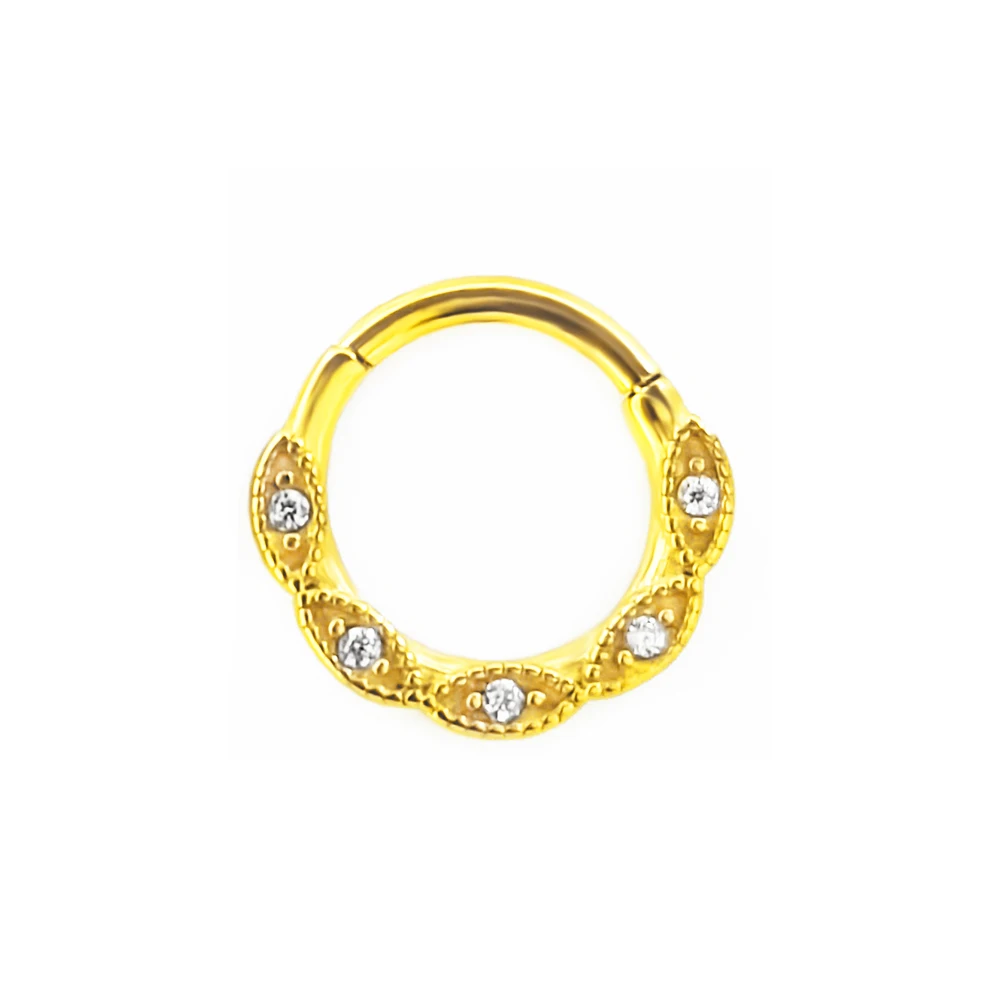 Flower Shape Nose Ring Septum Clicker Helix Piercing Ear Cartilage Daith Hoop Body  Piercing For Women Men 316L Surgical Steel