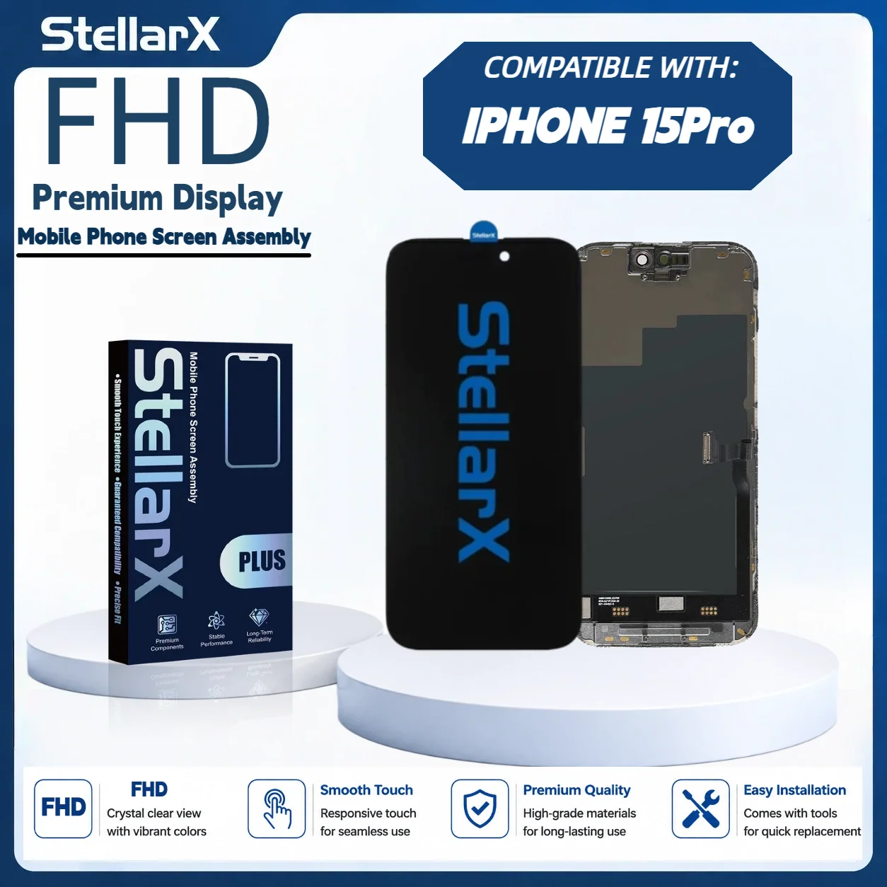 StellarX Display For iPhone FHD High Color Gamut For iPhone15Pro Screen Replacement  Assembly Repair Parts Display Modul
