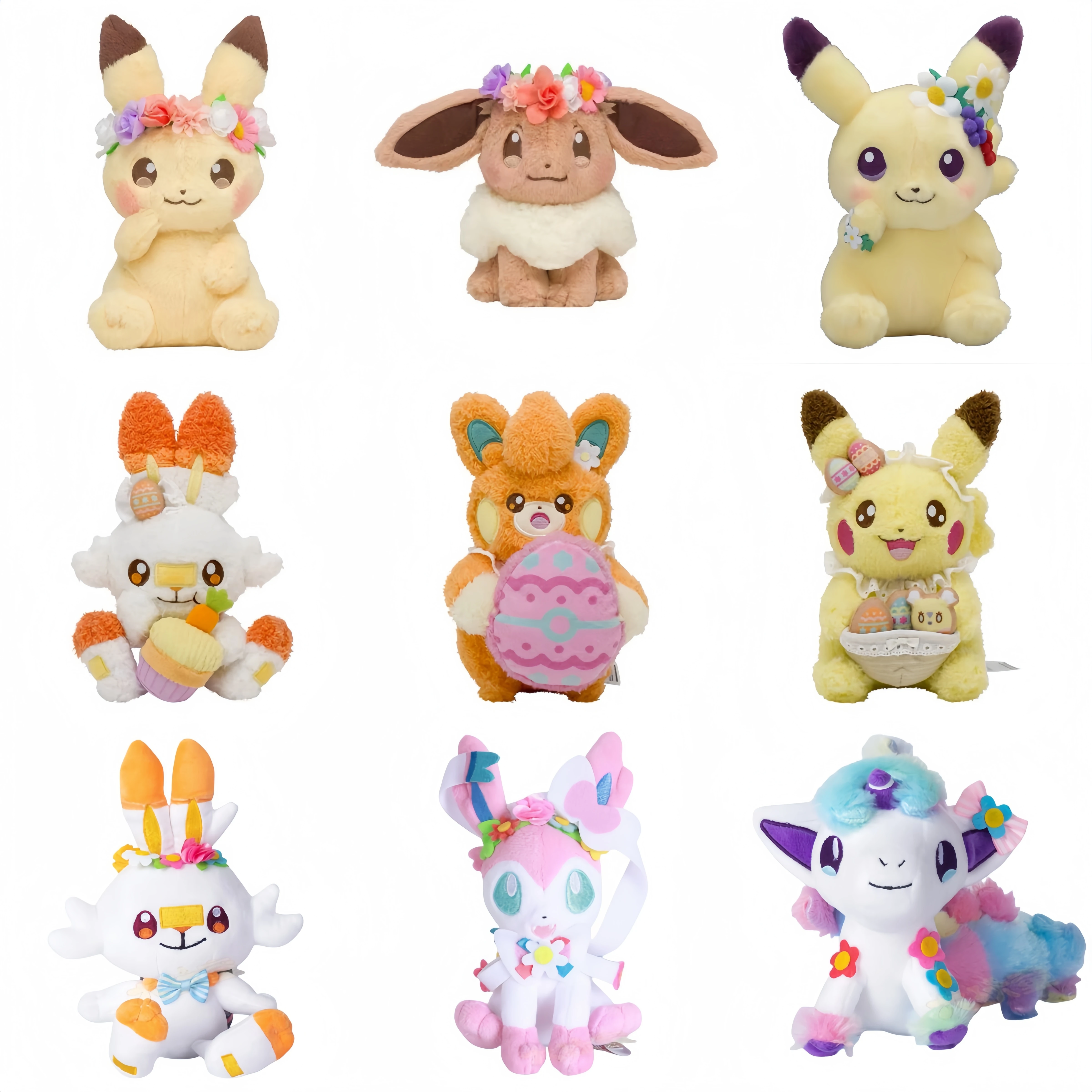 Pokemon Plush Easter Series Pikachu Eevee Scorbunny Sylveon Ponyta Pawmi Plushies Toys Hobbies Kids Xmas Birthday Gifts