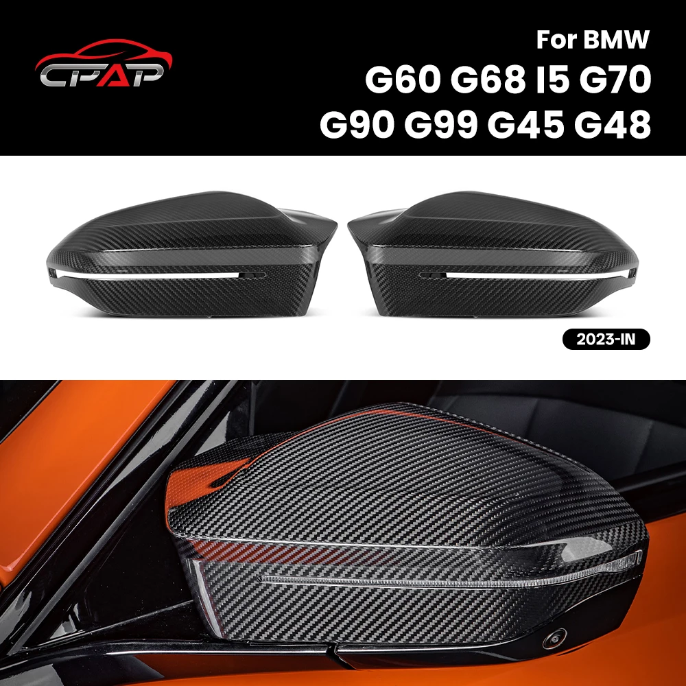 

Real Dry Carbon Fiber Car Side Door Wing Rearview Mirror Cover Caps For BMW G60 G68 I5 G70 G90 G99 G45 G48 2023-IN M5 Style