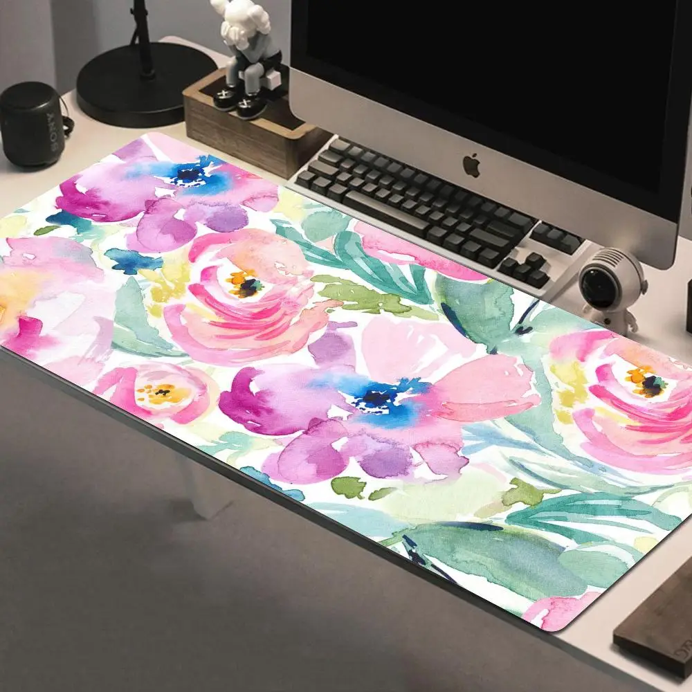 

Pink Flowers Mouse Pad Gamer XL Custom Home New HD Mousepad XXL MousePads Soft Natural Rubber Carpet Mice Pad Table Mat