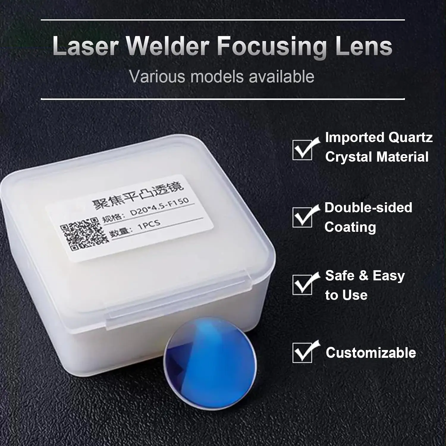 Laser Lens Focusing Lens for Laser Cleaner Head Quartz Crystal Material (Dimeter:20mm,Thickness:3.5mm,Focus Length:800)