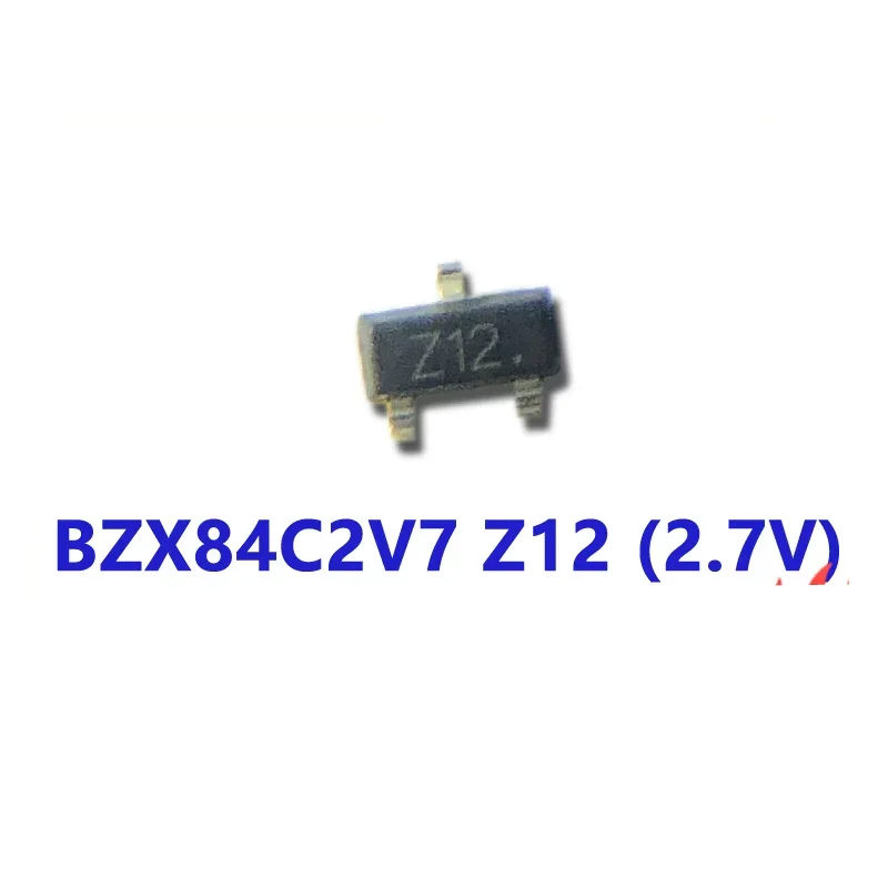 (100pcs) BZX84C2V7 (Marking Z12) SOT-23 SMD 2.7V Voltage Stabilized Diode