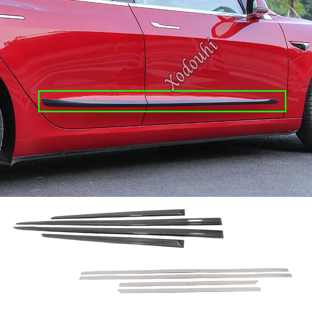 

Car Side Door Body Cover Trim Sticker Strips Molding Bumper Frame For Tesla Model 3 Model3 2017 2018 2019 2020 2021 2022 2023